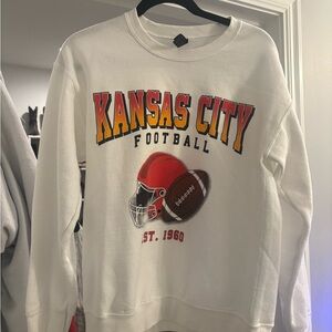 Love Letters White Kansas City Football Crewneck Sweater